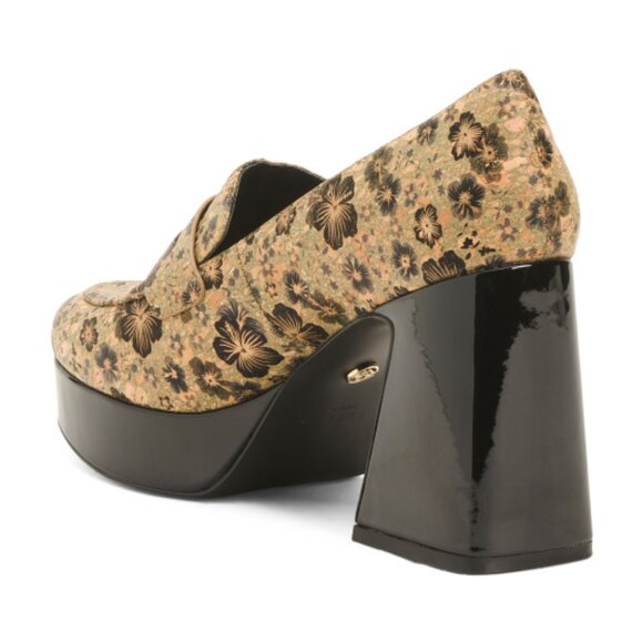 NEW CECELIA NEW YORK Pinky Heeled Loafers Black Floral for women 764mn - Picture 4 of 5
